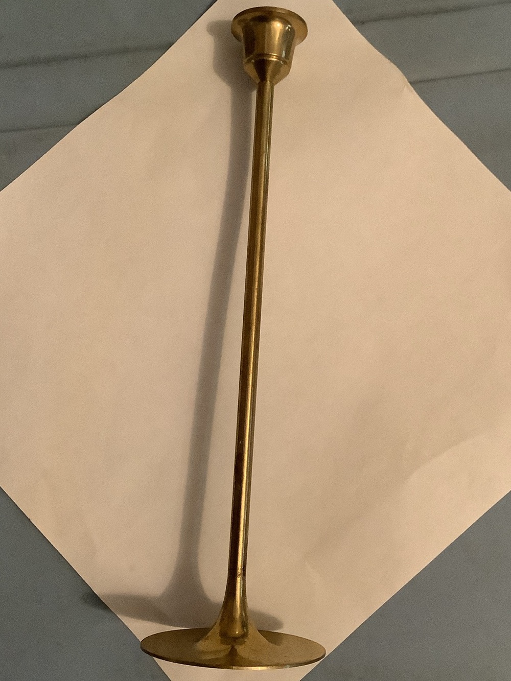 Tall Brass Candle Holder - Gold Tone